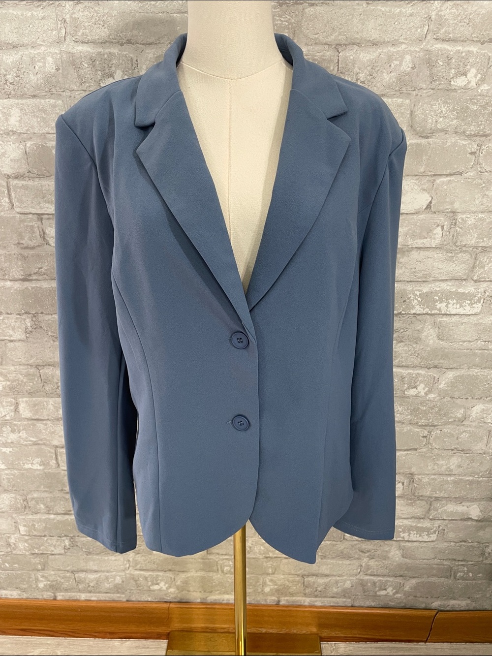 Allegra K Women's Dusty Blue Two-Button Blazer